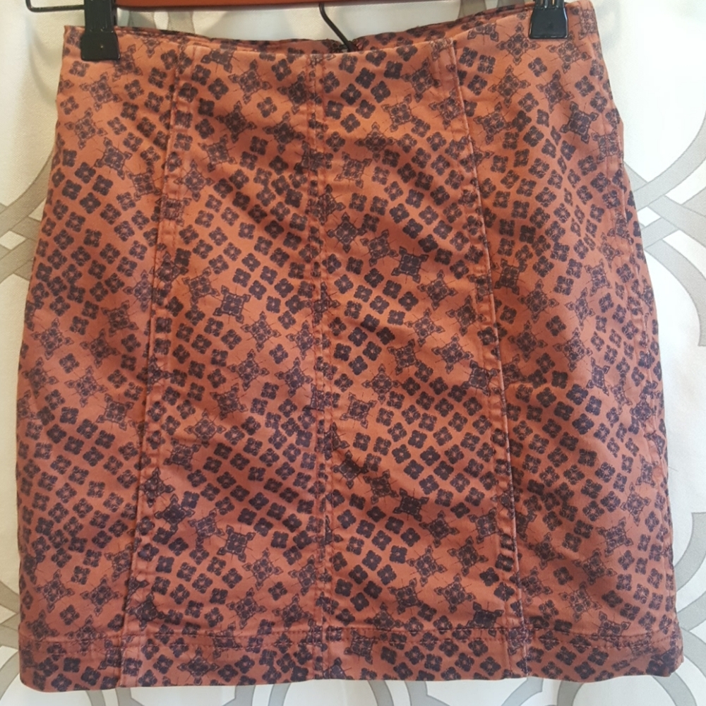 FINAL PRICE FP Burnt Orange Black Mini Skirt 0 - Picture 1 of 6